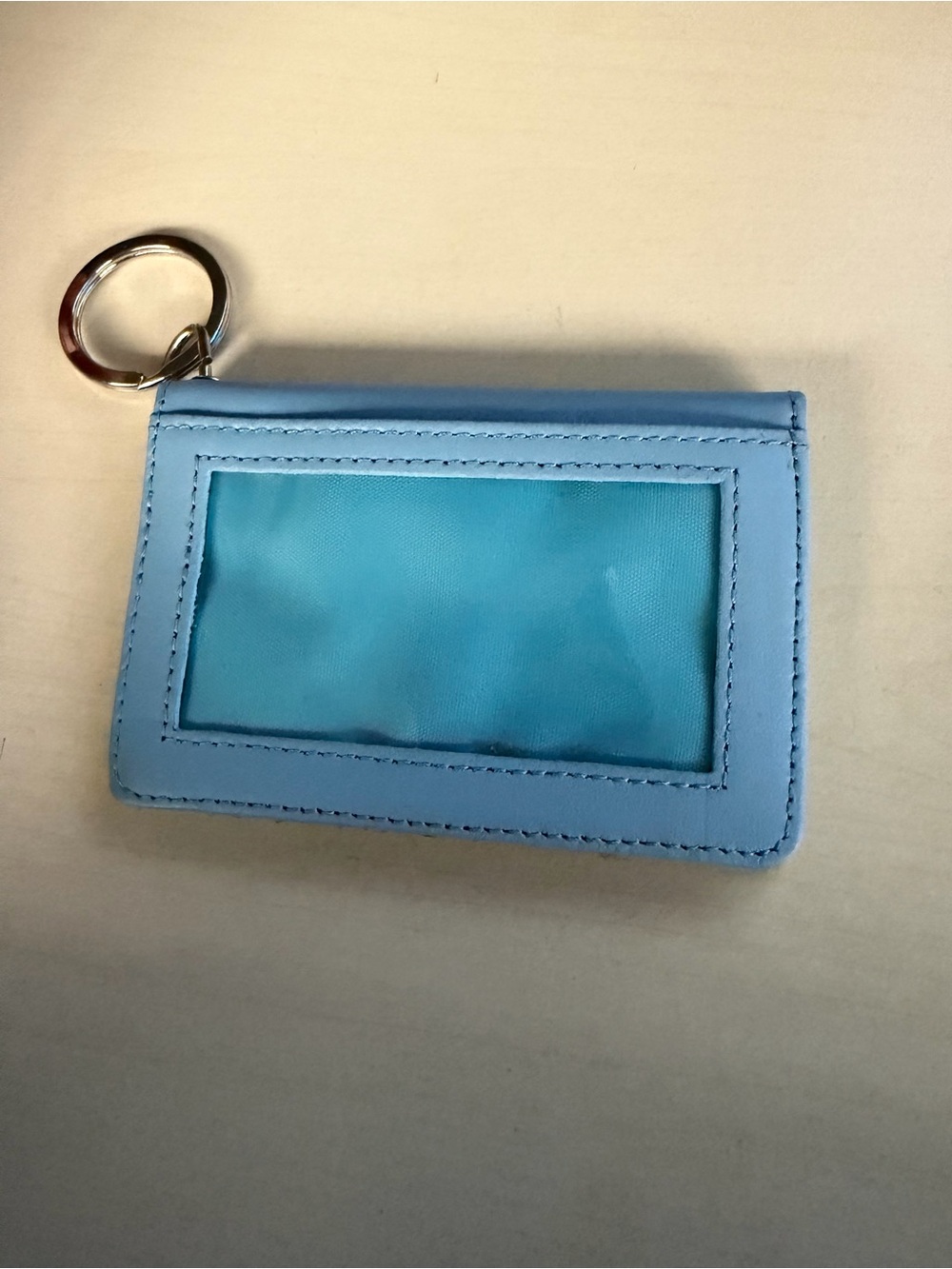 Light Blue ID Card Holder Wallet Keychain
